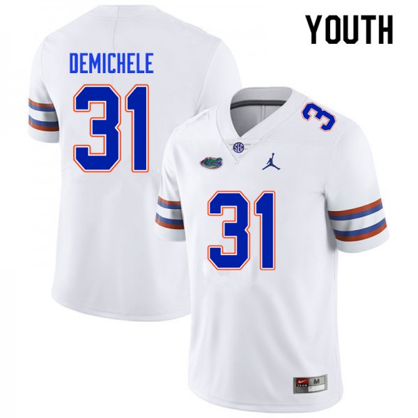Youth #31 Chase DeMichele Florida Gators College Football Jerseys White
